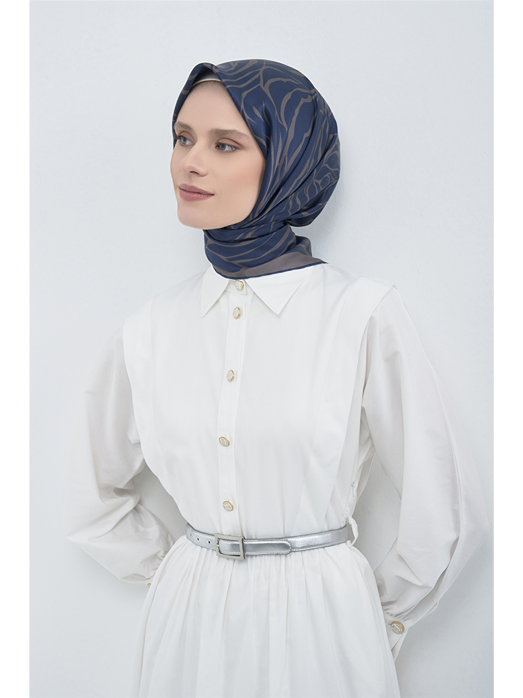 İndigo Saf İpek Twill Eşarp 9511D 12