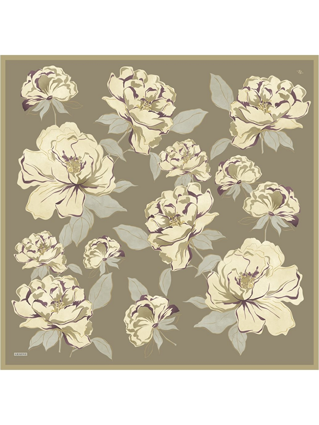 Haki Saf İpek Twill Eşarp 9509D 52-3