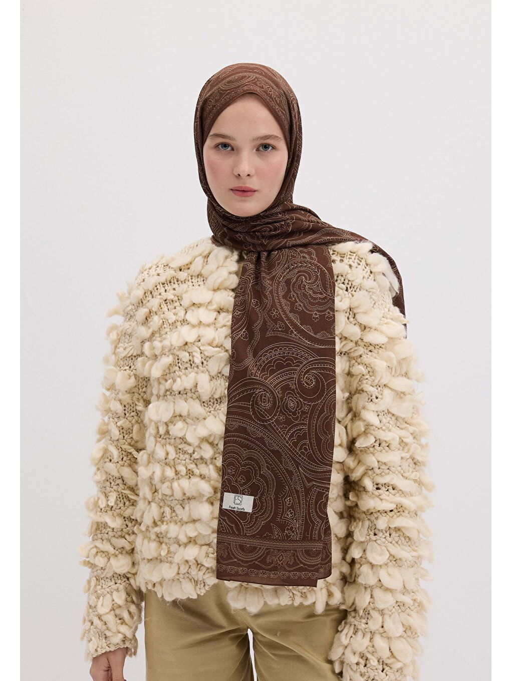 Kahverengi Carmel Desen Şal Çikolata