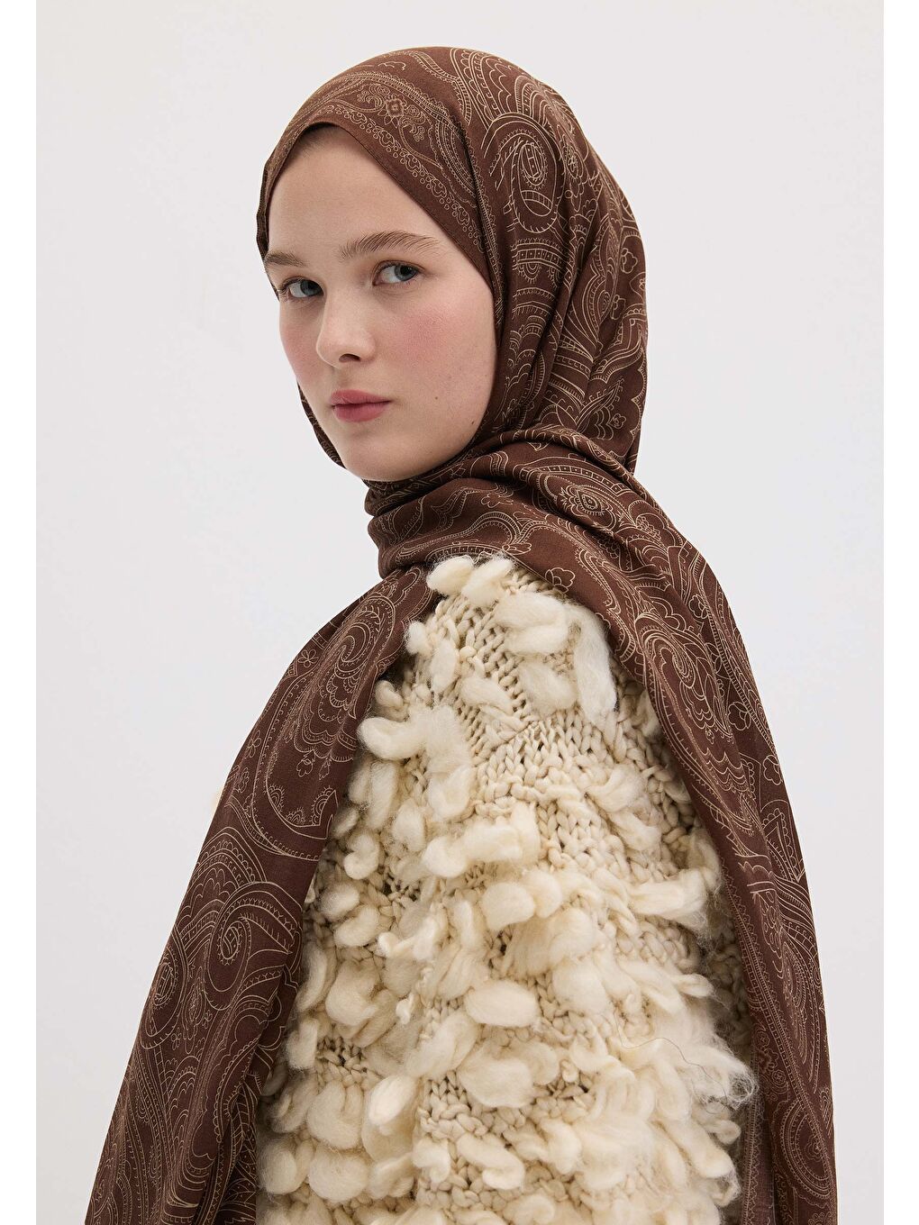 Kahverengi Carmel Desen Şal Çikolata-2