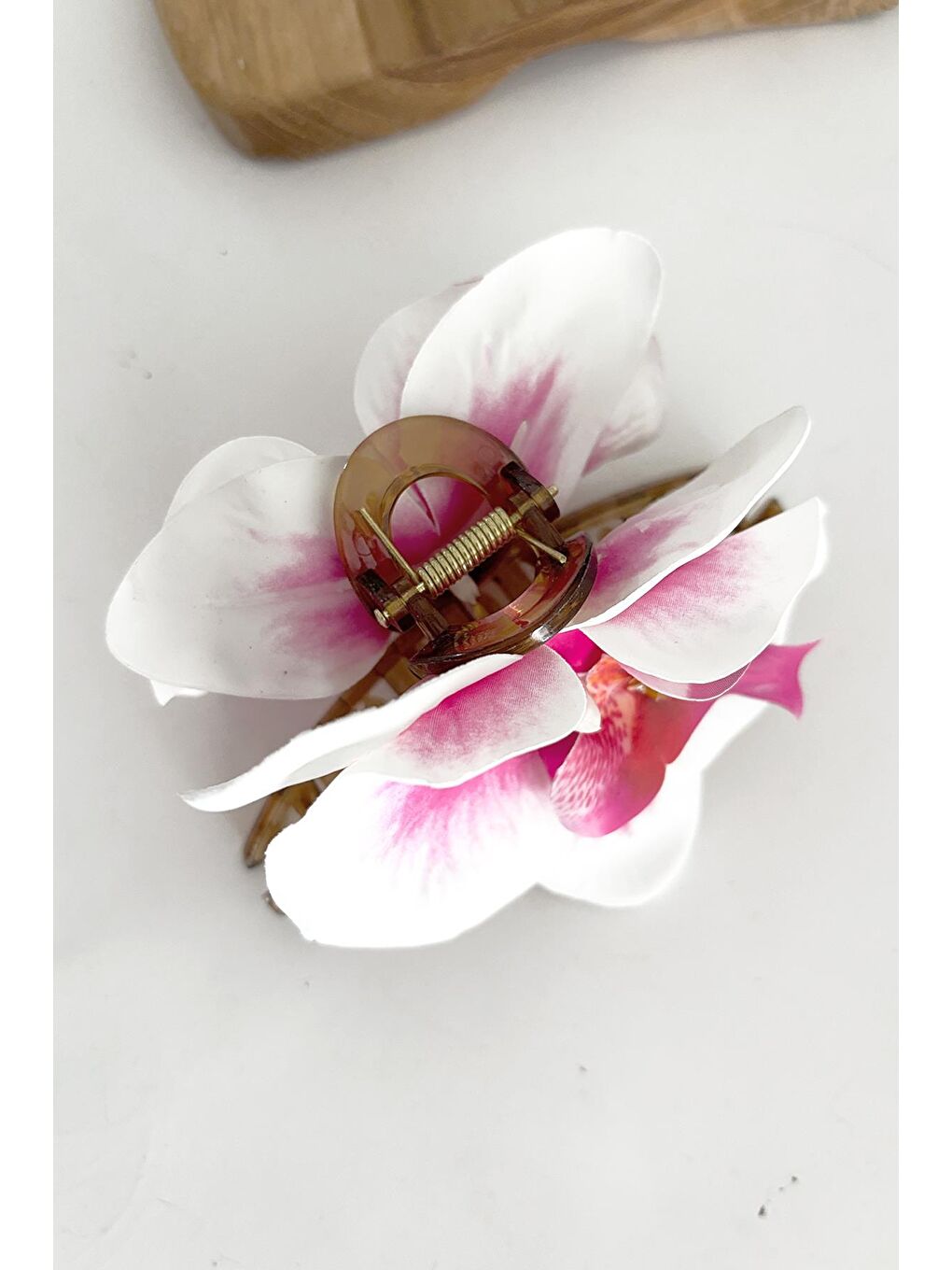 Pembe Orkide Çiçekli Aloha Büyük Mandal Toka-1