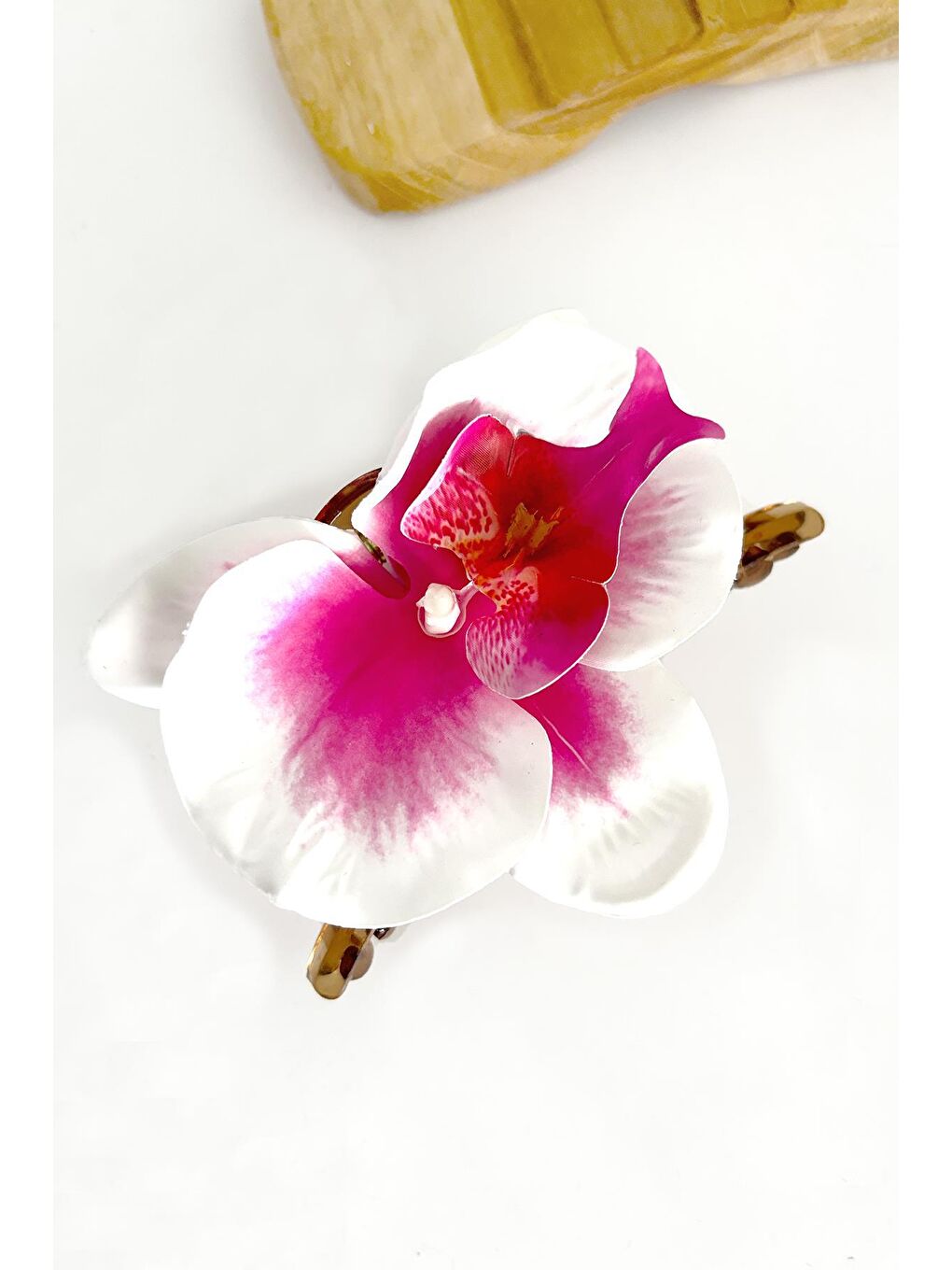 Pembe Orkide Çiçekli Aloha Büyük Mandal Toka-2