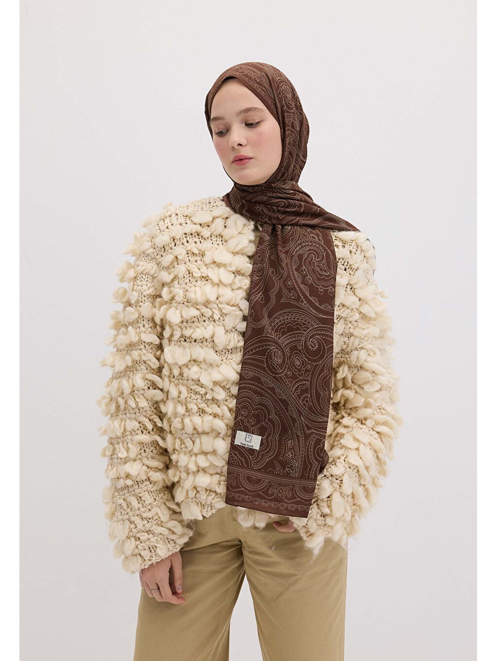 Kahverengi Carmel Desen Şal Çikolata-3