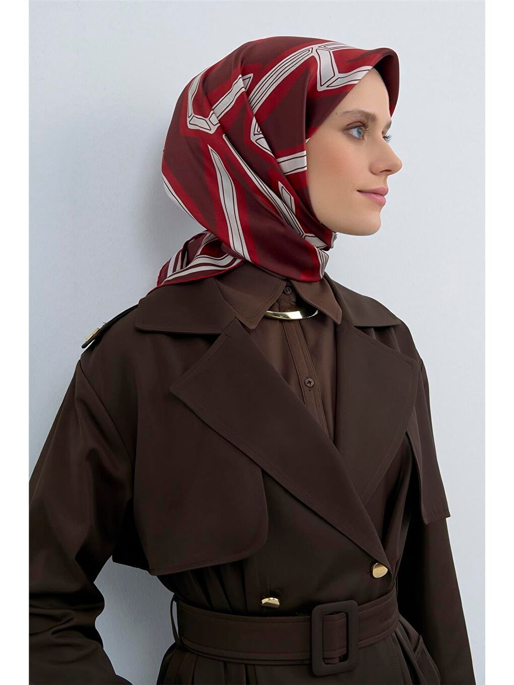 Bordo Saf İpek Sura Eşarp 9547D 83-2