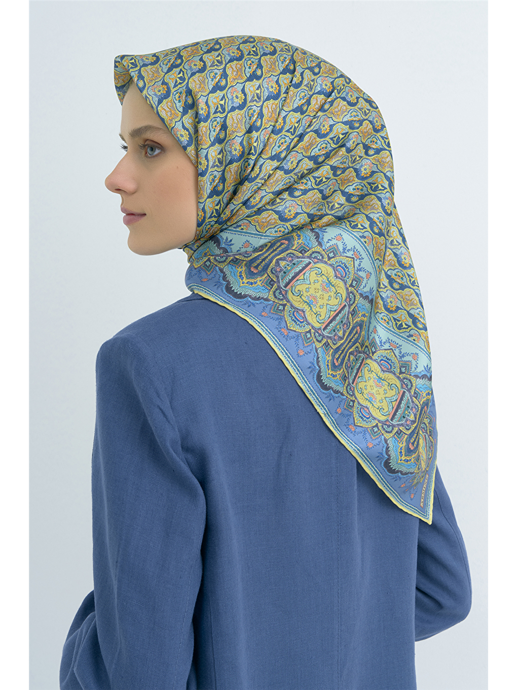 Yeşil Saf İpek Twill Eşarp 9518D 82-3