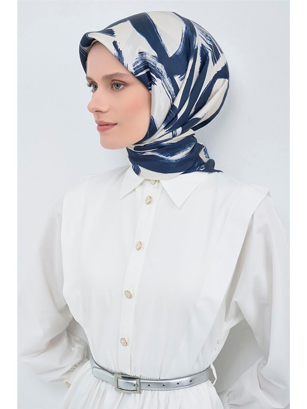 İndigo Saf İpek Twill Eşarp 9555D 02-2