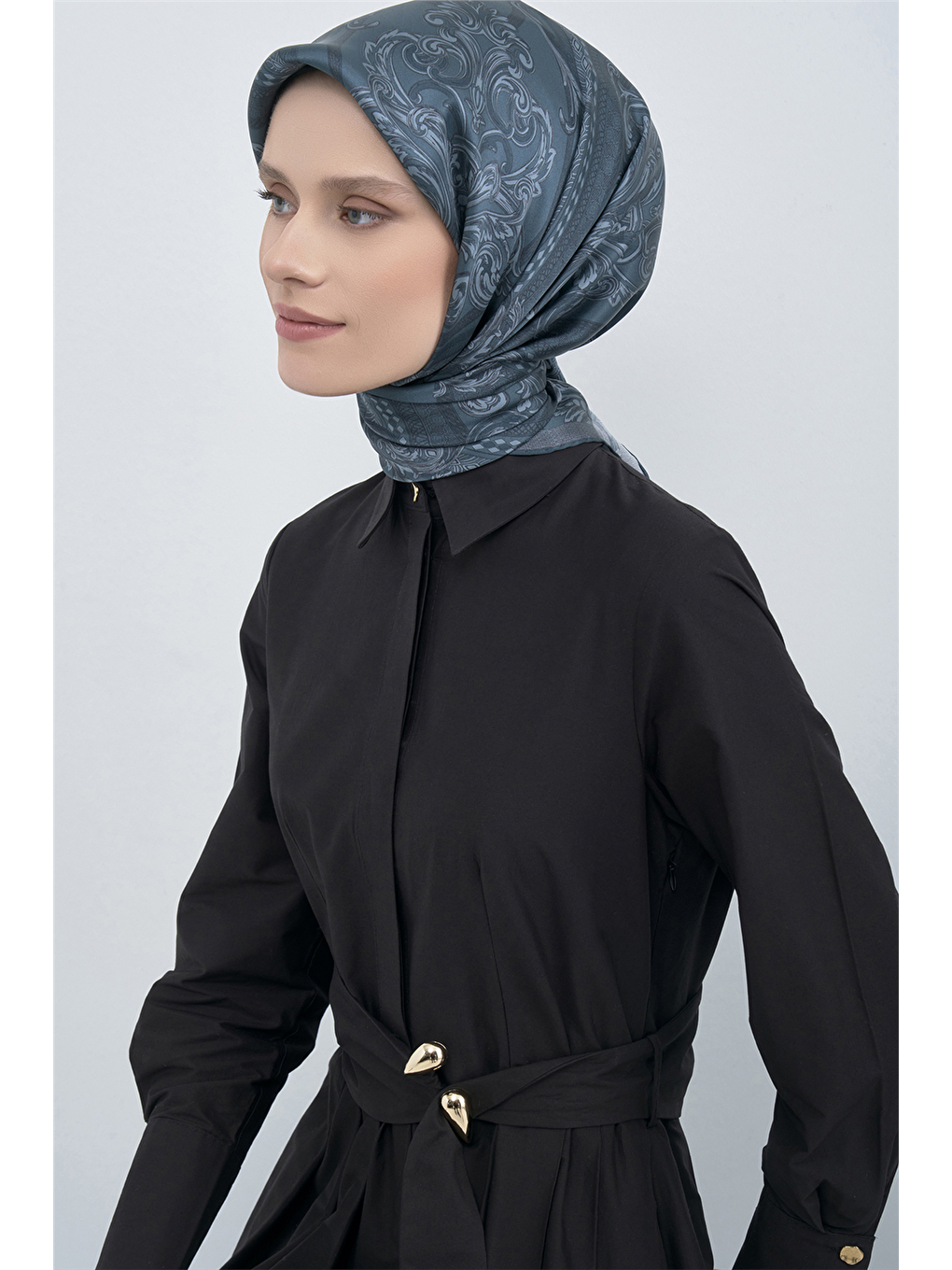 Petrol Saf İpek Twill Eşarp 9537D 84