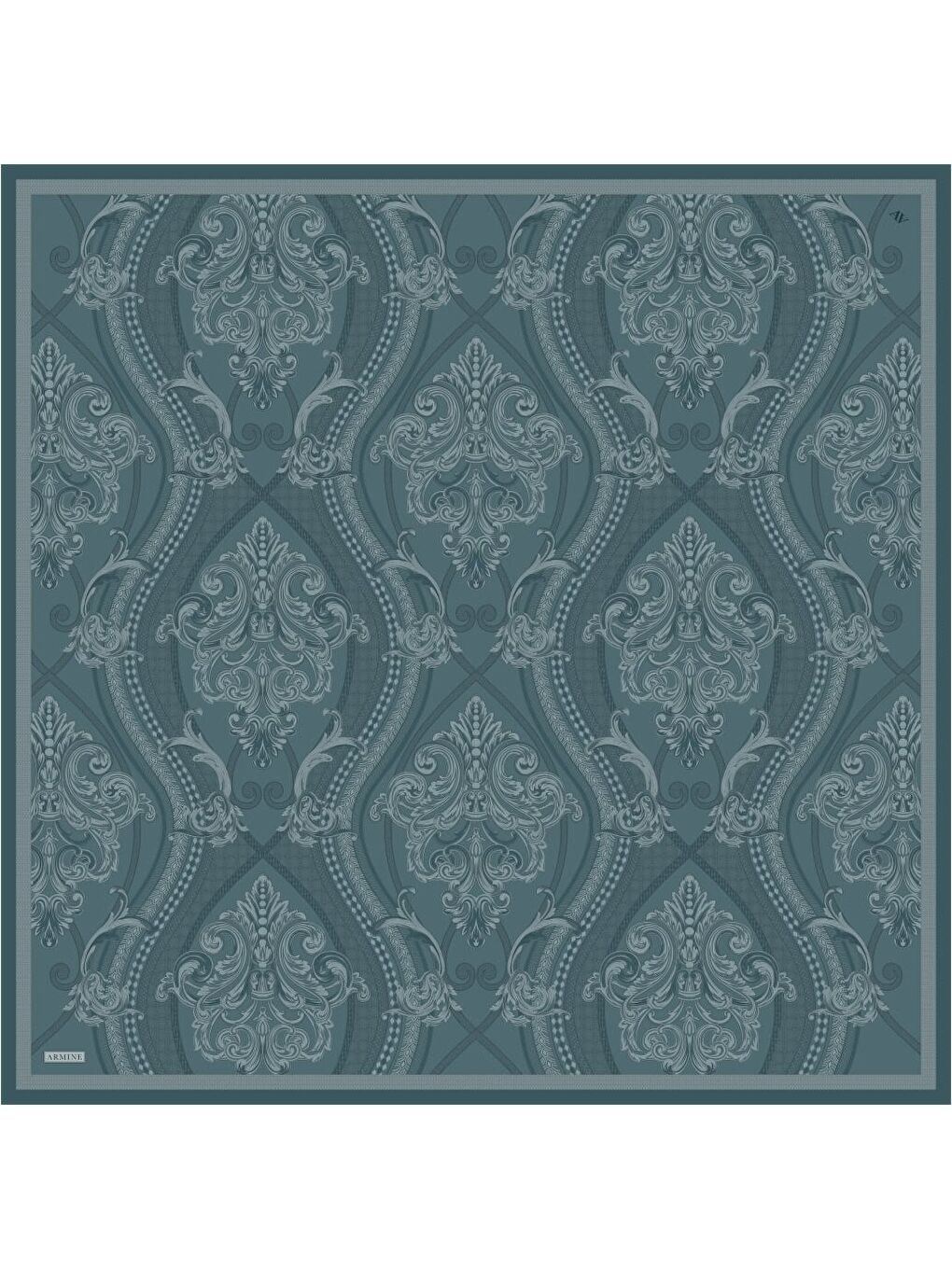 Petrol Saf İpek Twill Eşarp 9537D 84-3