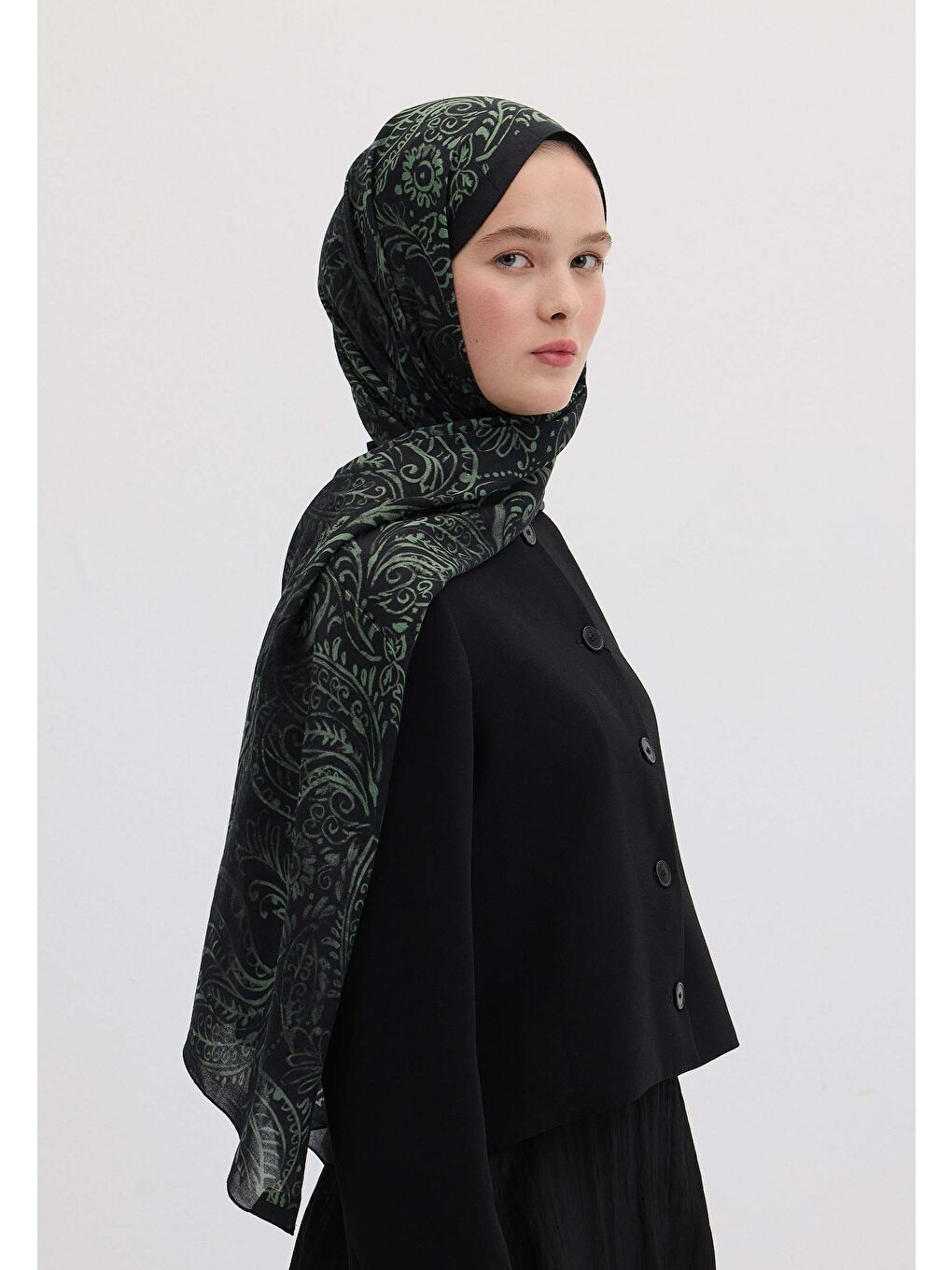 Freesıa Desen Şal Yeşil-1