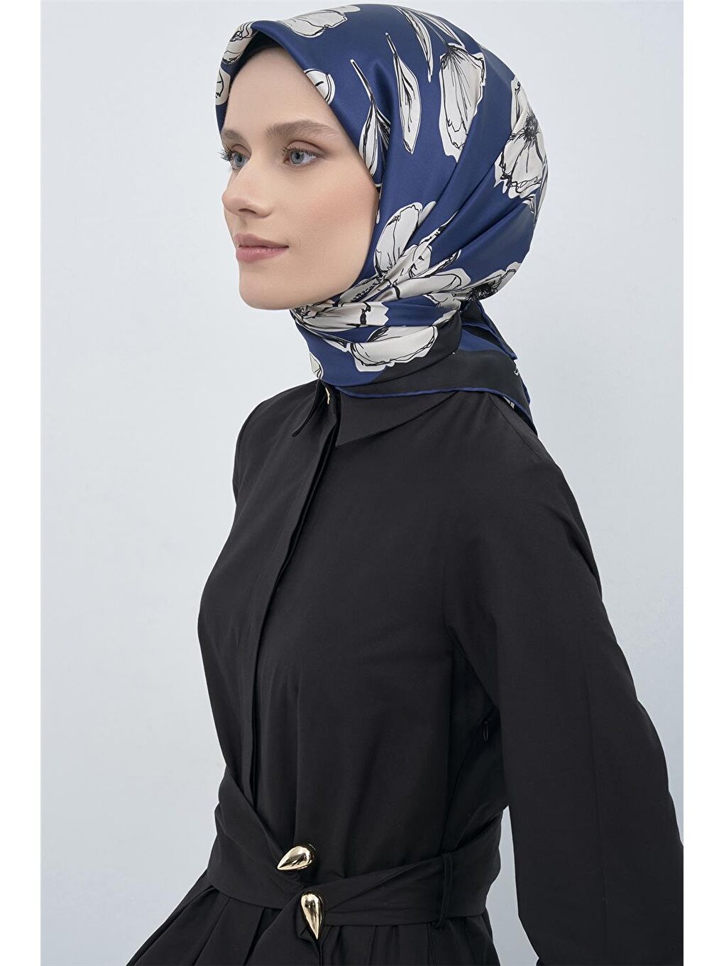 İndigo Saf İpek Twill Eşarp 9536D 31-1