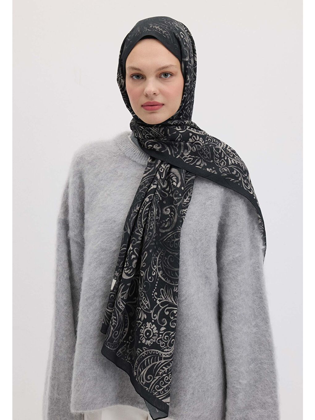 Freesıa Desen Şal Gece Mavisi