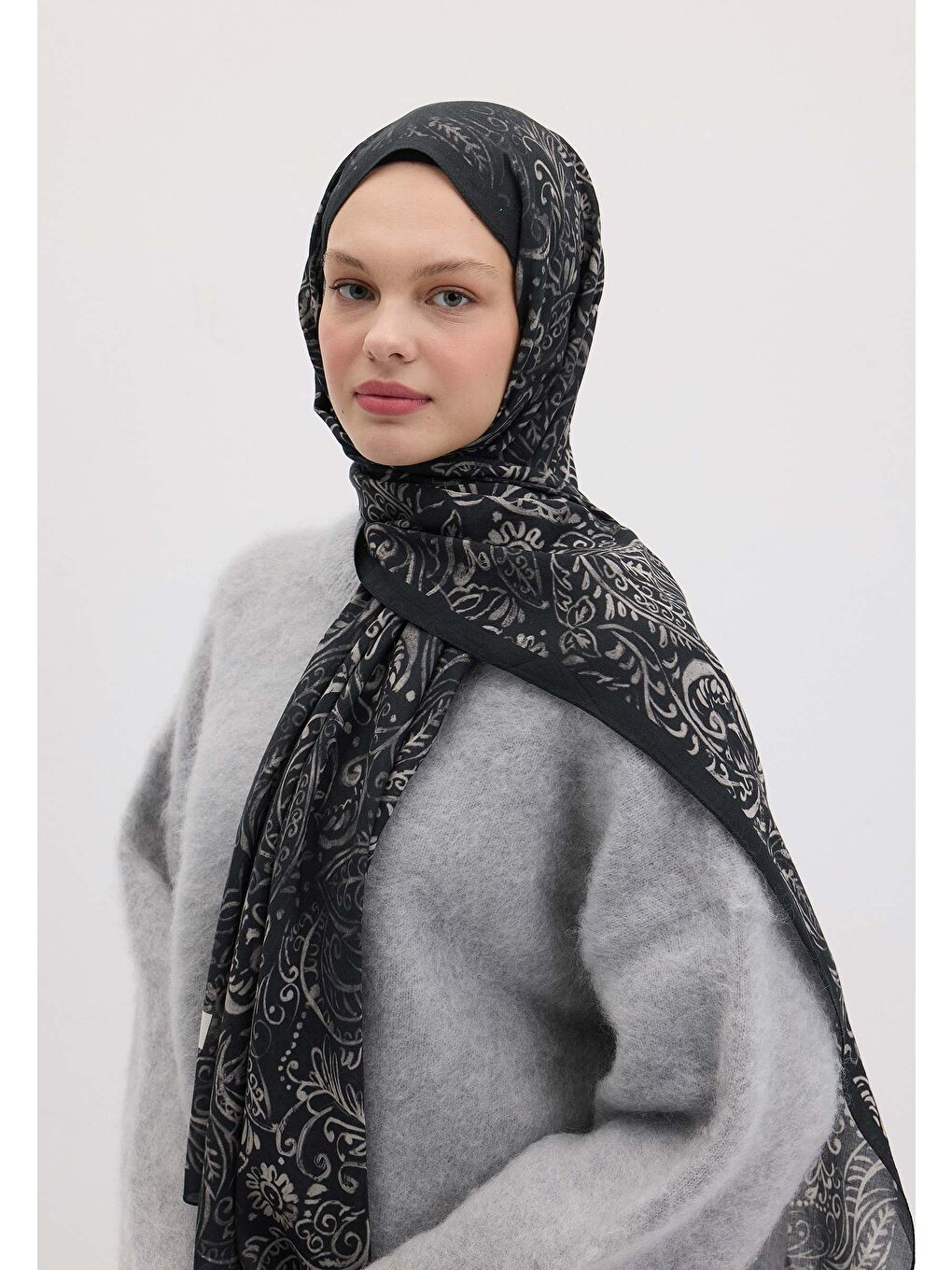 Freesıa Desen Şal Gece Mavisi-1