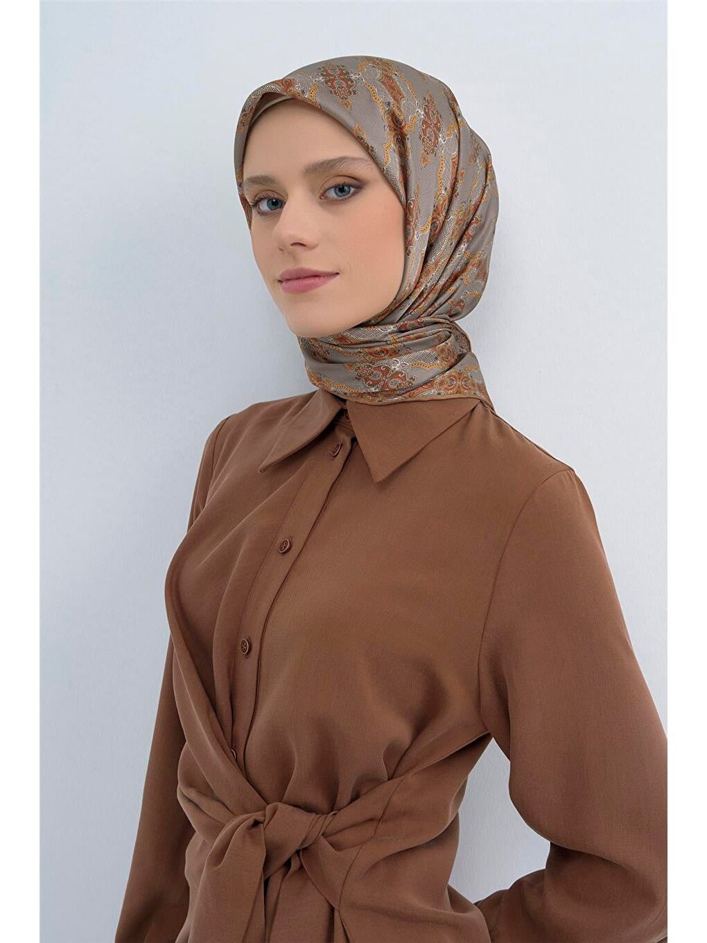 Bej Saf İpek Sura Eşarp 9522D 31-1