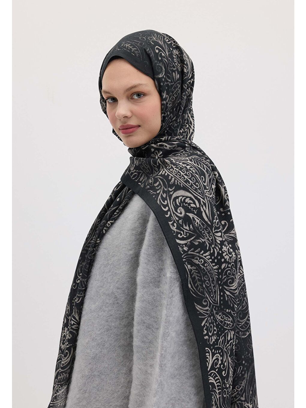 Freesıa Desen Şal Gece Mavisi-2