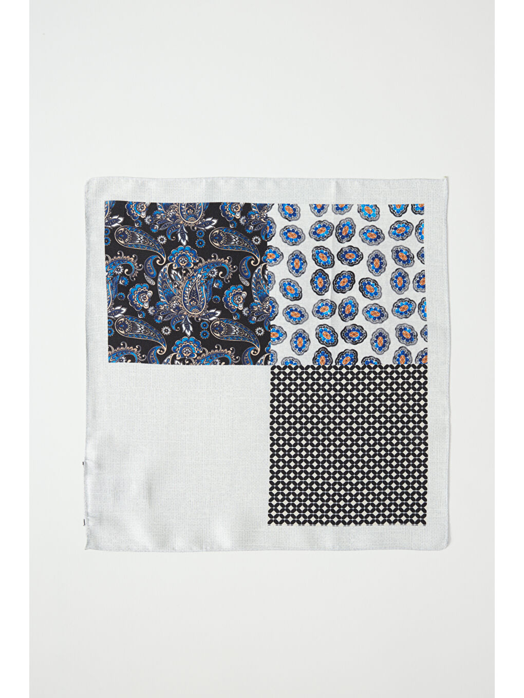 Erkek Gri-Lacivert Desenli Mendil