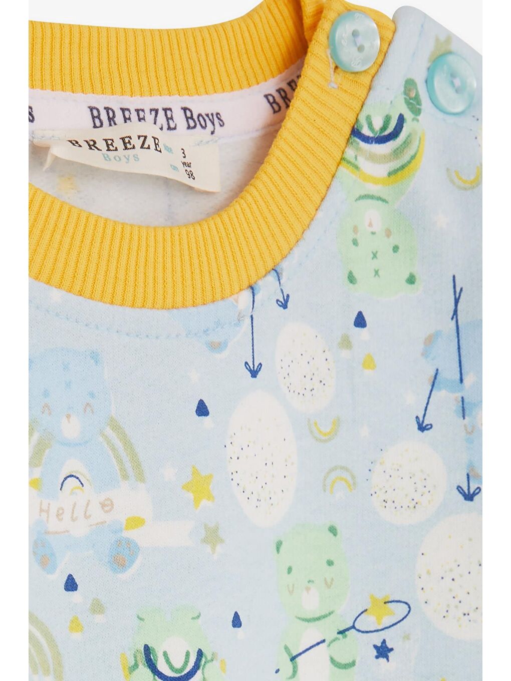 Erkek Çocuk Sweatshirt Neşeli Ayıcık Desenli Açık Mavi (1.5-5 Yaş)-2