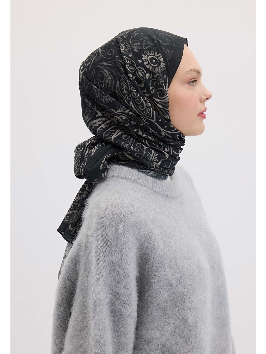 Freesıa Desen Şal Gece Mavisi-3