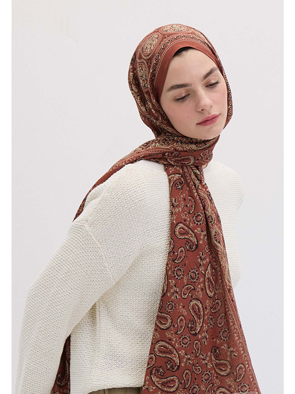Kahverengi Irene Desen Şal Kiremit-2