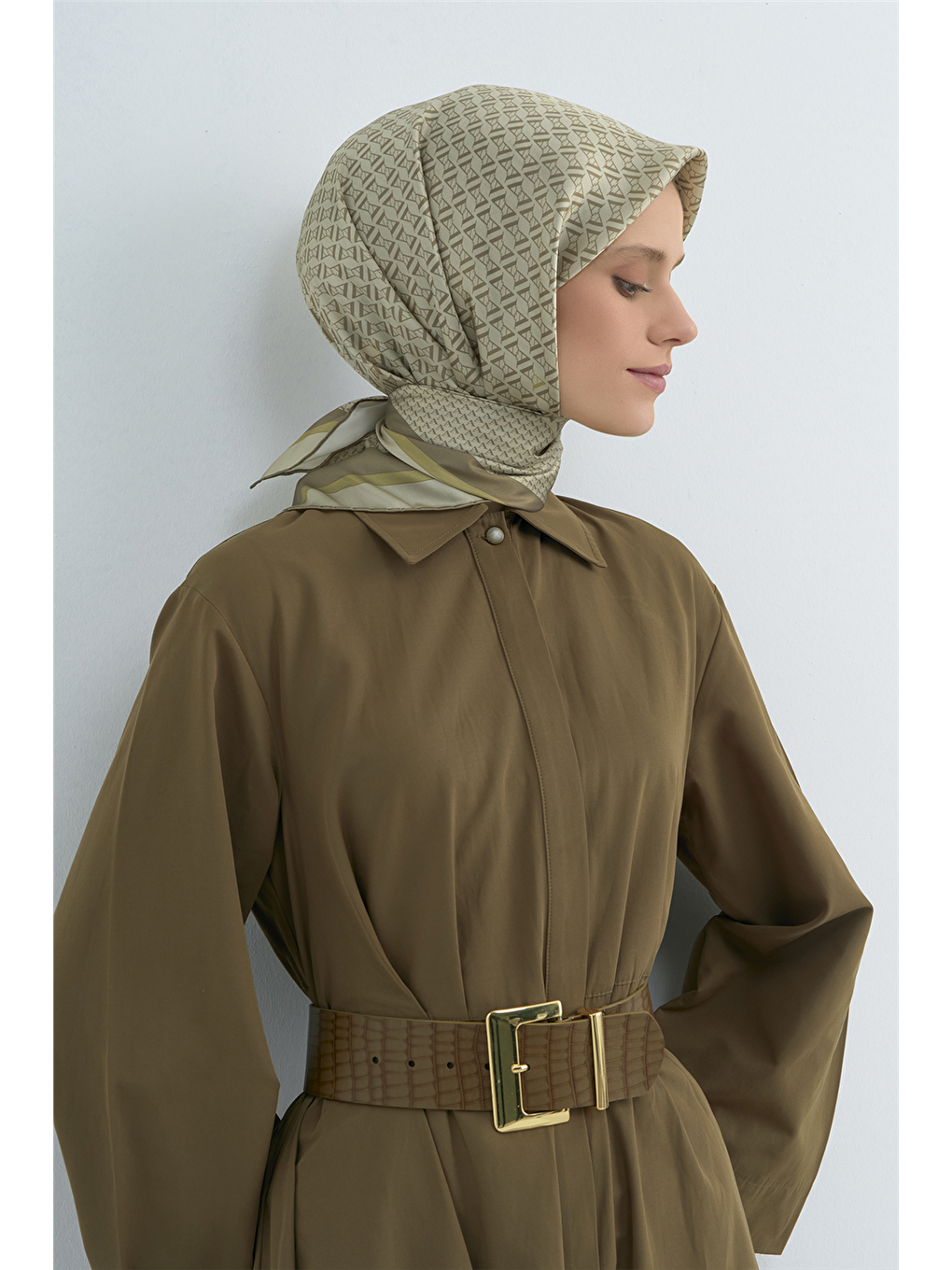 Yeşil Saf İpek Twill Eşarp 9502D 81-1