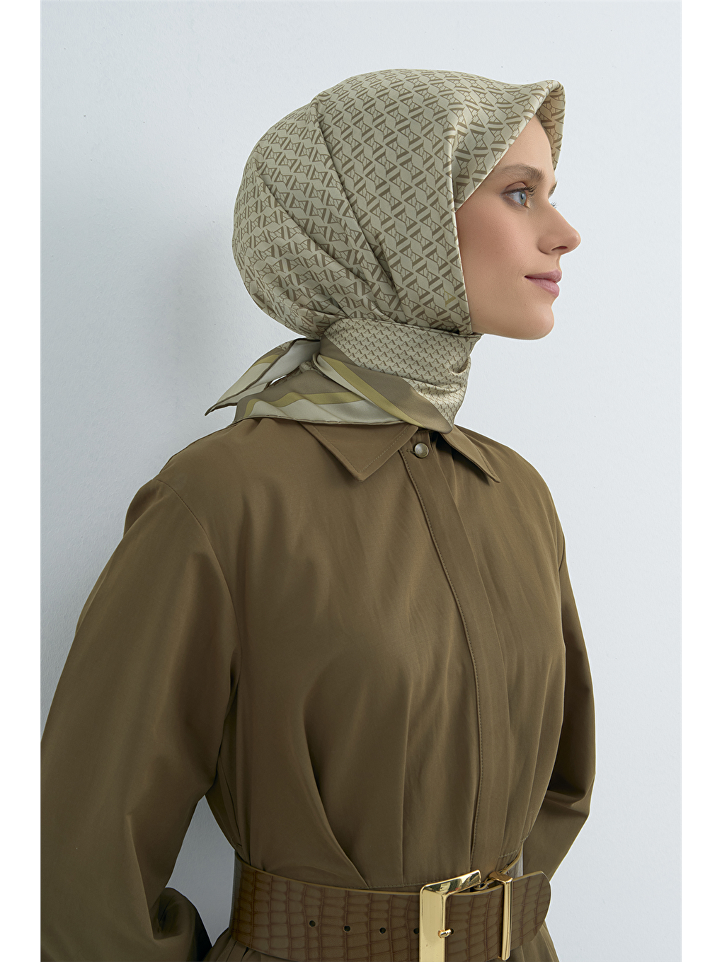 Yeşil Saf İpek Twill Eşarp 9502D 81-2