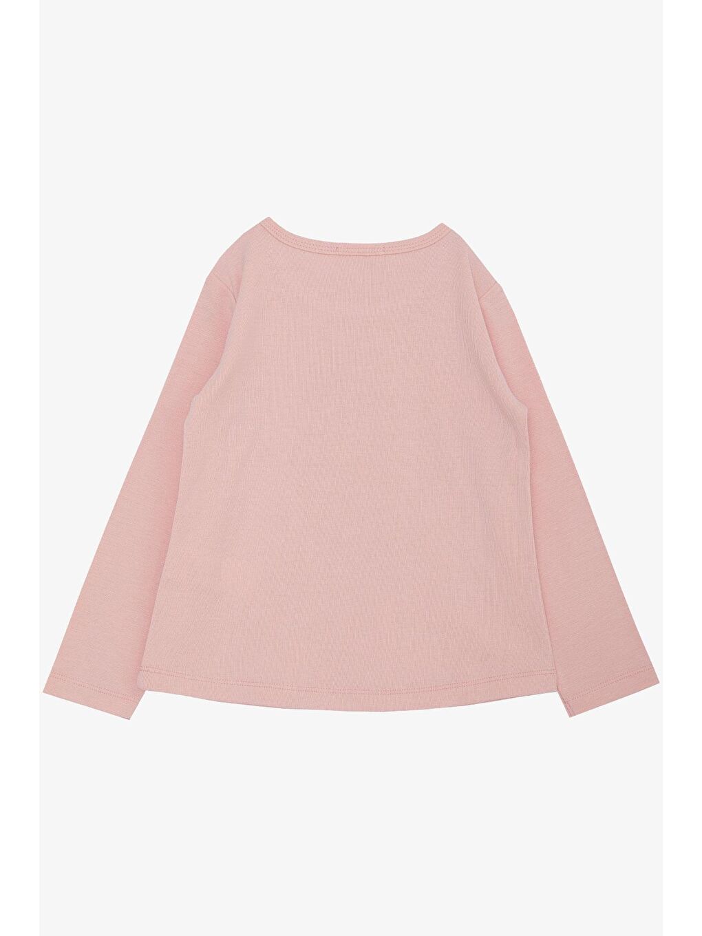 Kız Çocuk Uzun Kollu Tişört Kazayağı Puantiyeli Kalp Baskılı Yazılı Pembe (3-8 Yaş)-1