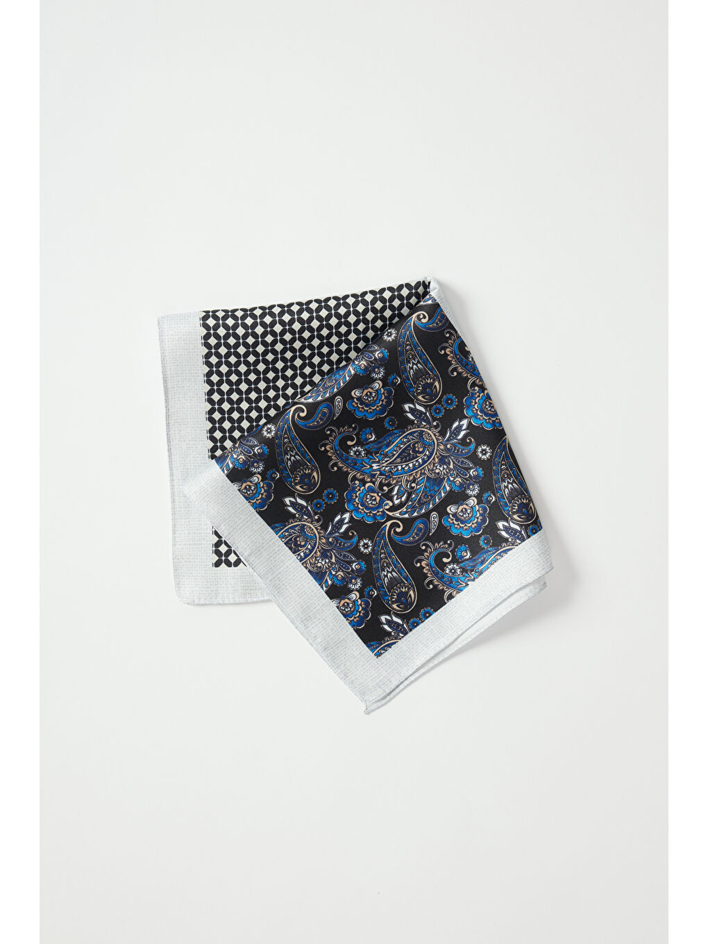 Erkek Gri-Lacivert Desenli Mendil-1
