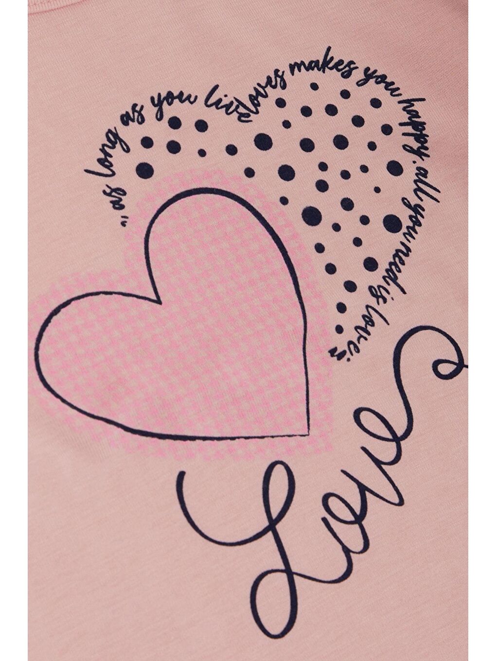 Kız Çocuk Uzun Kollu Tişört Kazayağı Puantiyeli Kalp Baskılı Yazılı Pembe (3-8 Yaş)-3
