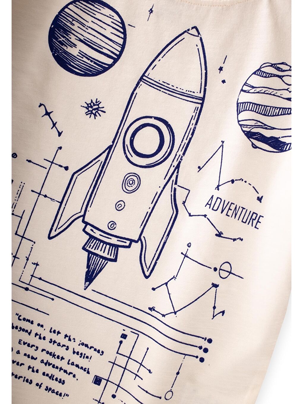 Roket Baskılı T-Shirt 2-12 Yaş Ekru-2