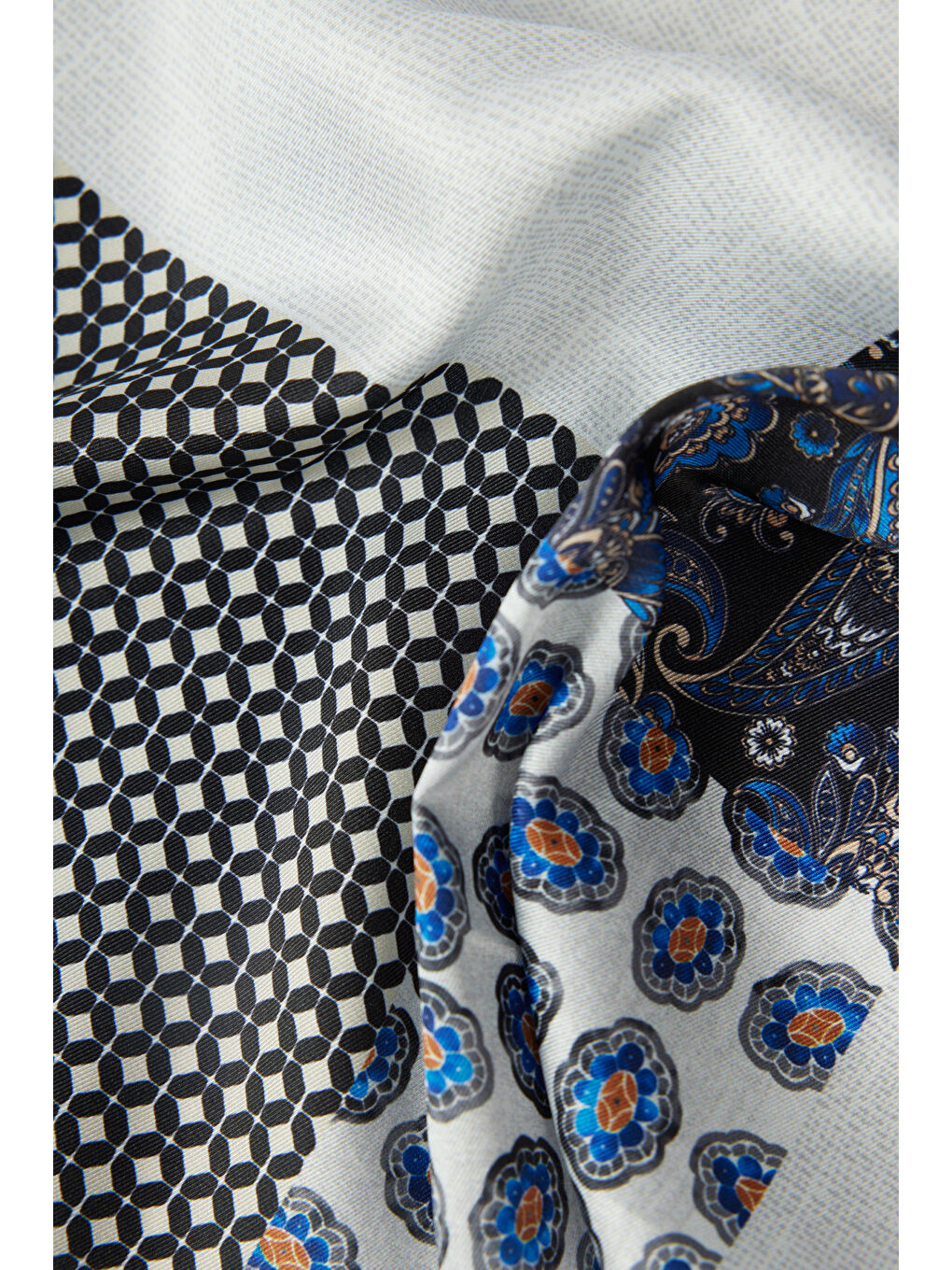 Erkek Gri-Lacivert Desenli Mendil-2