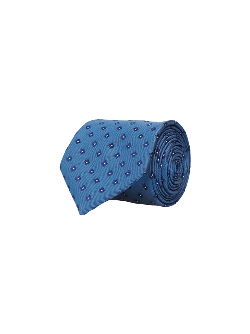 Erkek Mavi-Lacivert-Beyaz Desenli Klasik Kravat