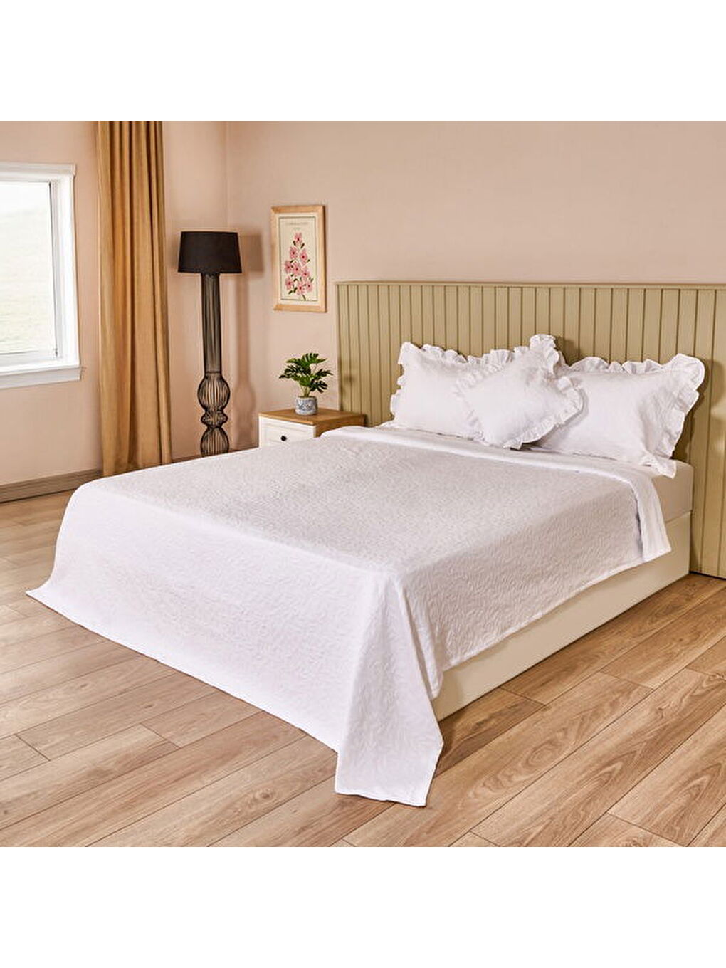 Soft Mauro Çift Kişilik Yatak Örtüsü Seti - Beyaz - 220x240 cm + 50x70 cm-3