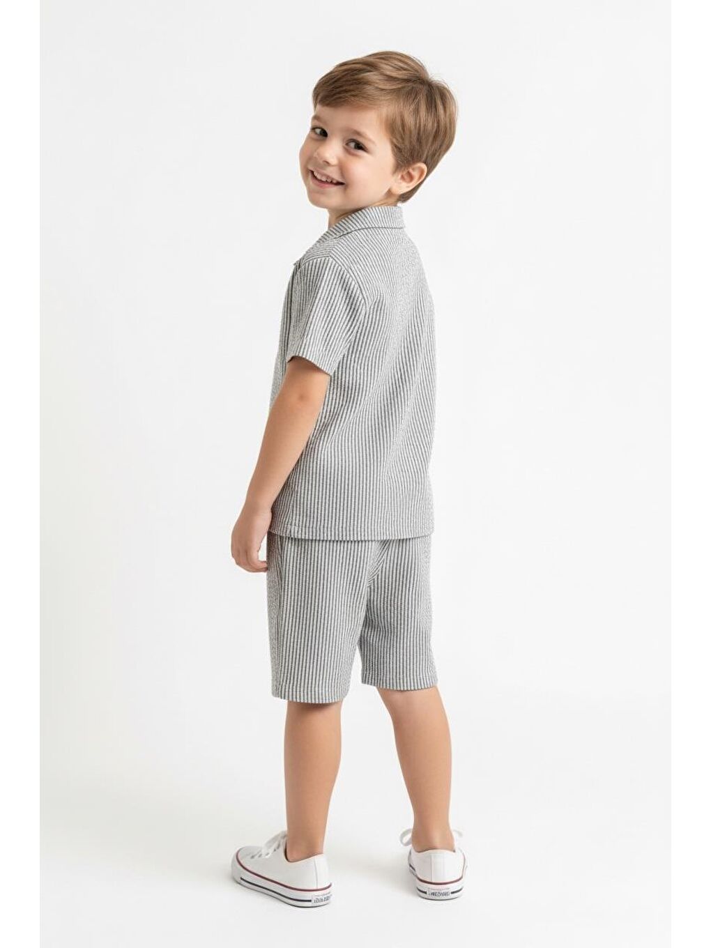 Haki Bürümcük Gömlek Şort 2li Takım-1