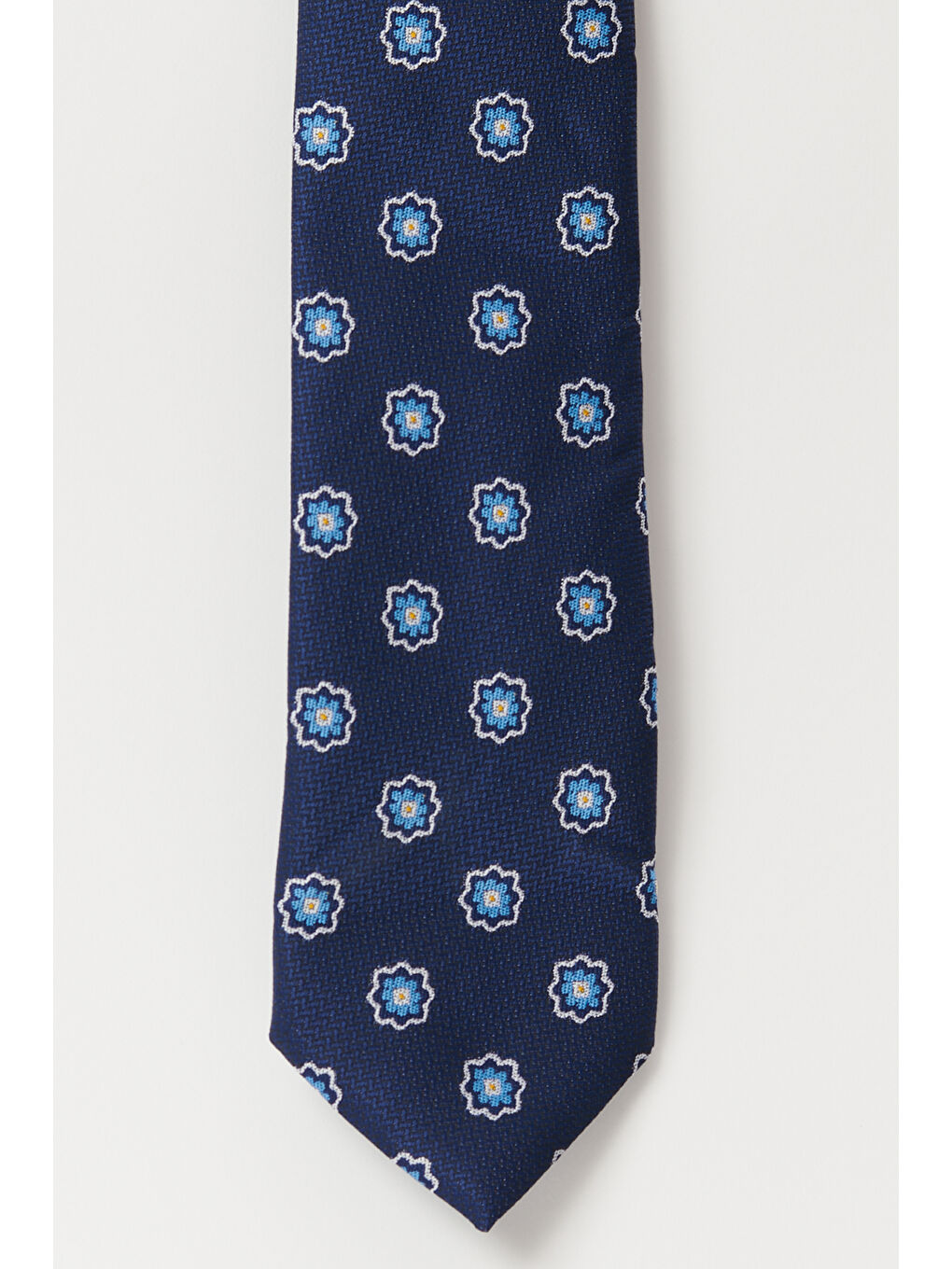 Erkek Lacivert-Altın Desenli Klasik Kravat-1