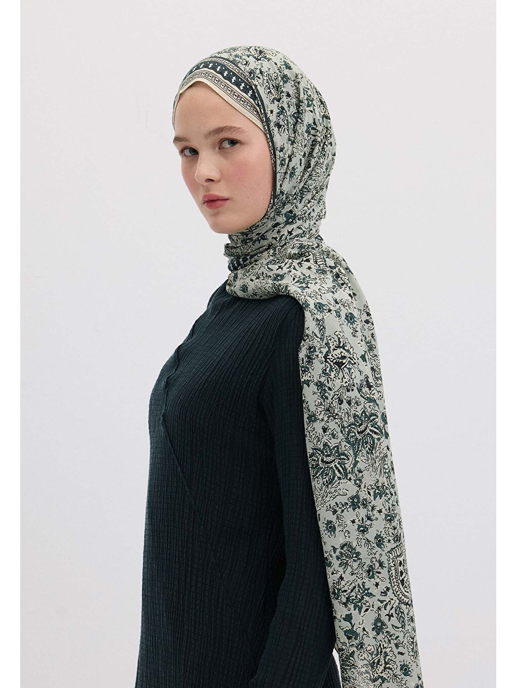 Yeşil Sonıa Desen Şal Mint-1