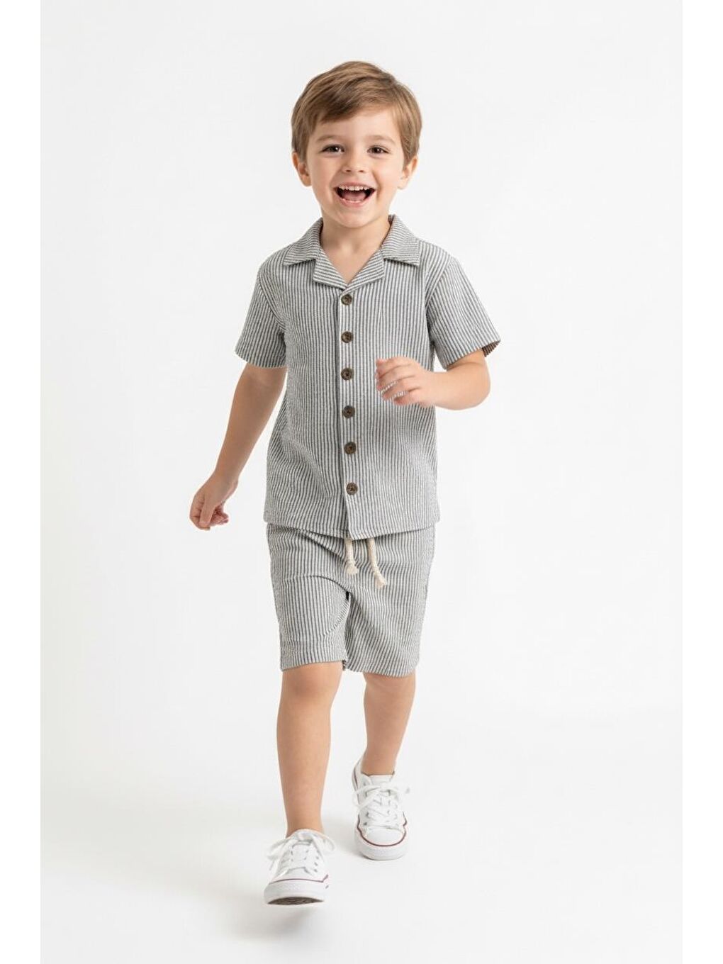 Haki Bürümcük Gömlek Şort 2li Takım-2