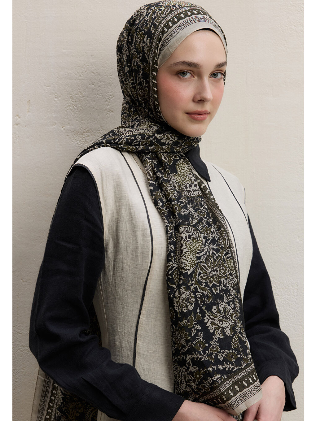 Sonıa Desen Şal Haki-4