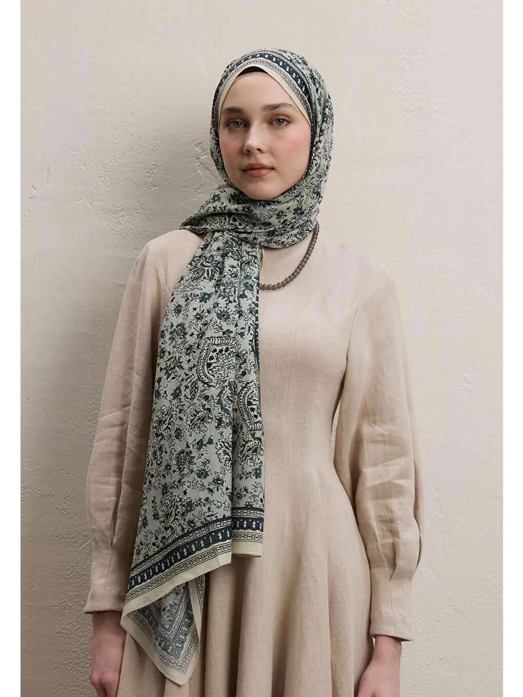 Yeşil Sonıa Desen Şal Mint-2