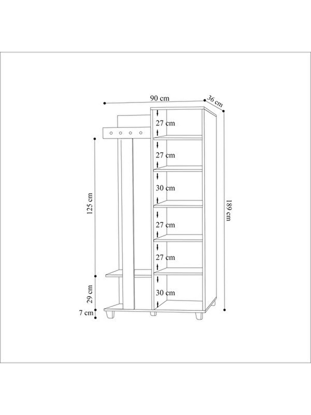 Kahverengi Belmont Portmanto - Sonoma - 189x36x90 cm-7