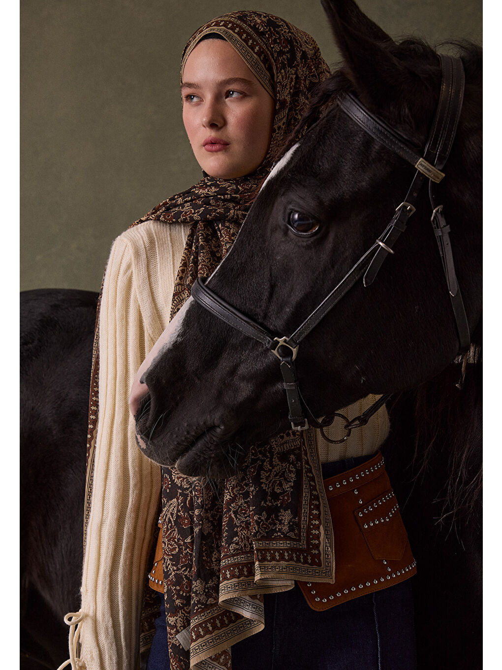 Turuncu Sonıa Desen Şal Bakır-4