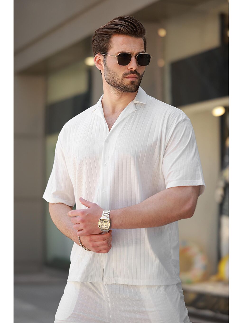 Beyaz Basic Erkek Gömlek Takım E7315-1