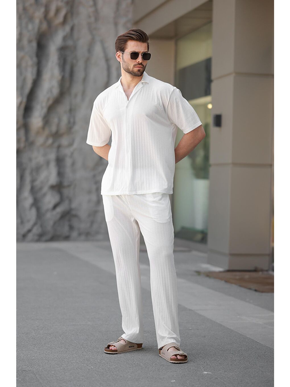 Beyaz Basic Erkek Gömlek Takım E7315-2