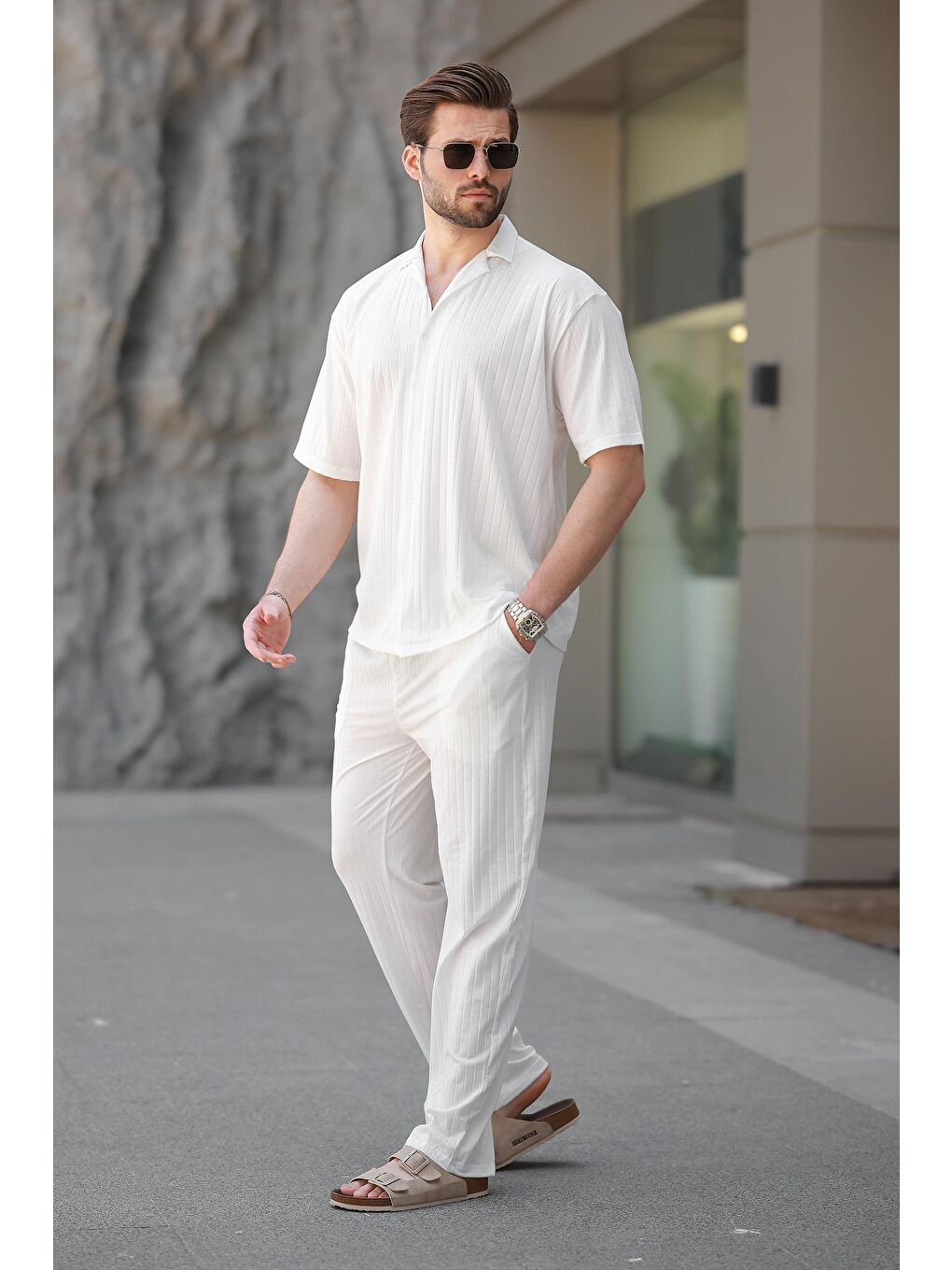 Beyaz Basic Erkek Gömlek Takım E7315-3