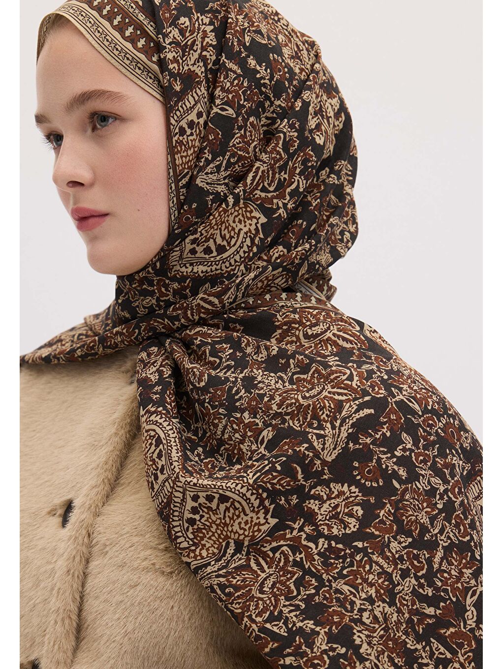 Turuncu Sonıa Desen Şal Bakır-1