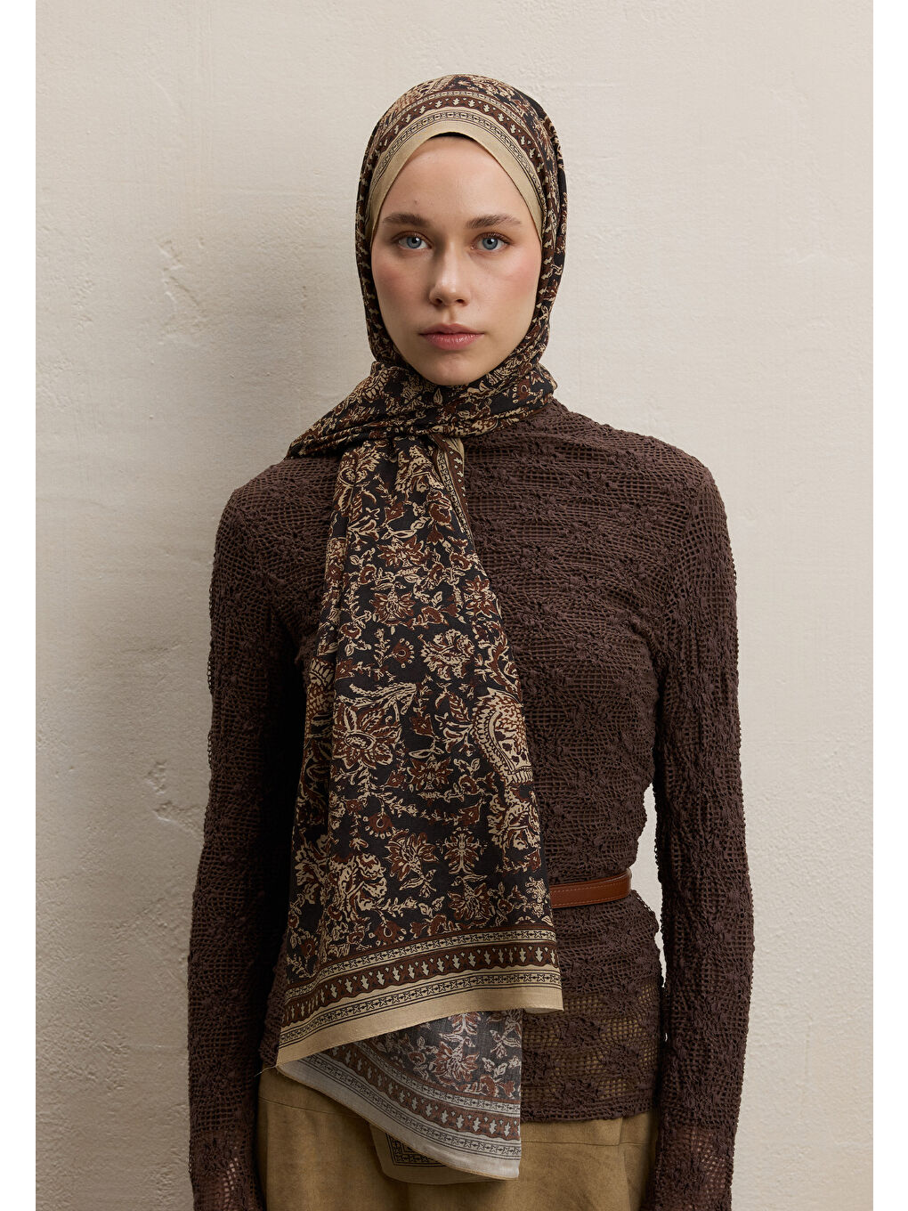 Turuncu Sonıa Desen Şal Bakır-2