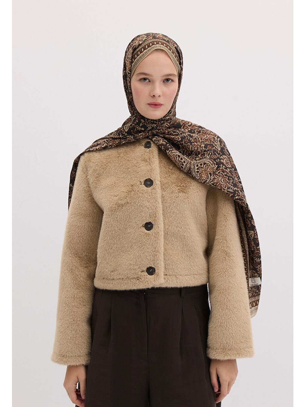 Turuncu Sonıa Desen Şal Bakır-3