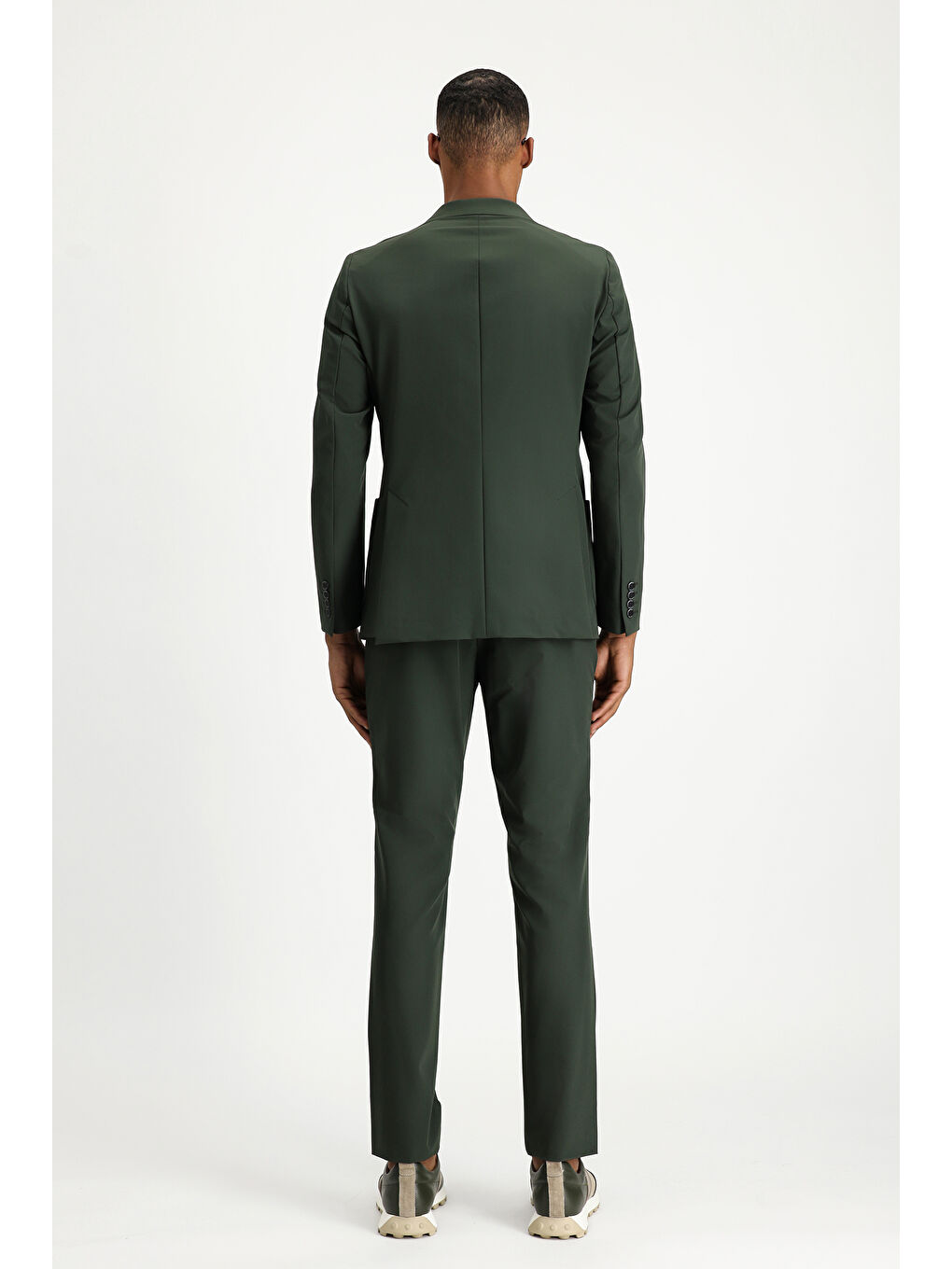 Yeşil Techno-Line Super Slim Fit Ekstra Dar Kesim Klasik Takım Elbise-4