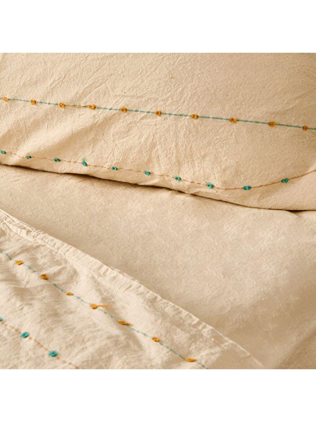 Soft Elias İpliği Boyalı Tek Kişilik Nevresim Takımı - Ekru-2