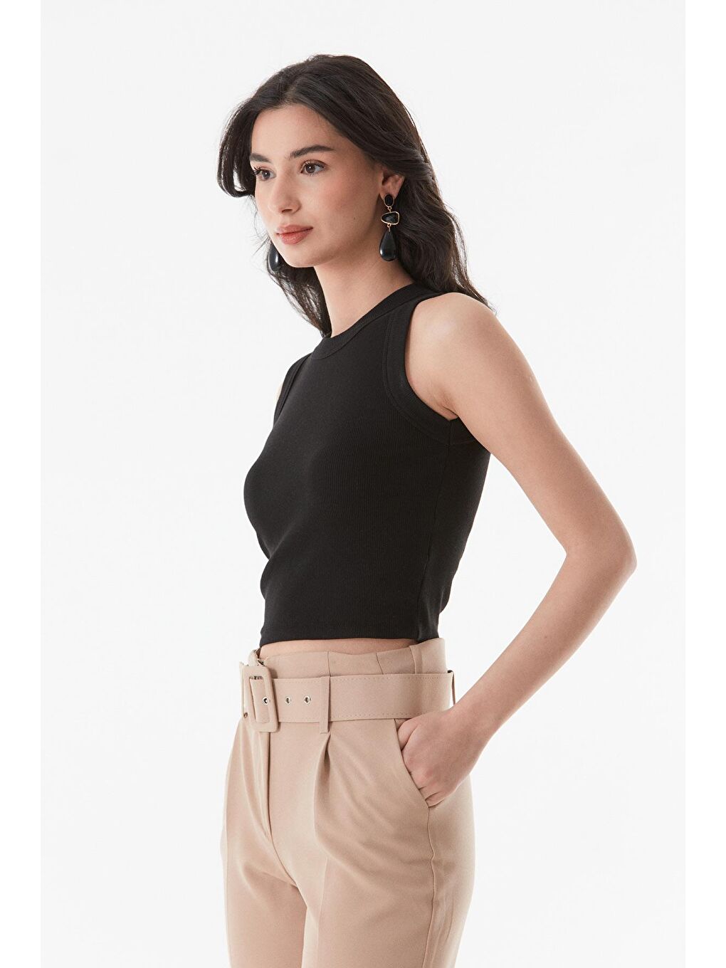 Siyah Fitilli Halter Yaka Body-1