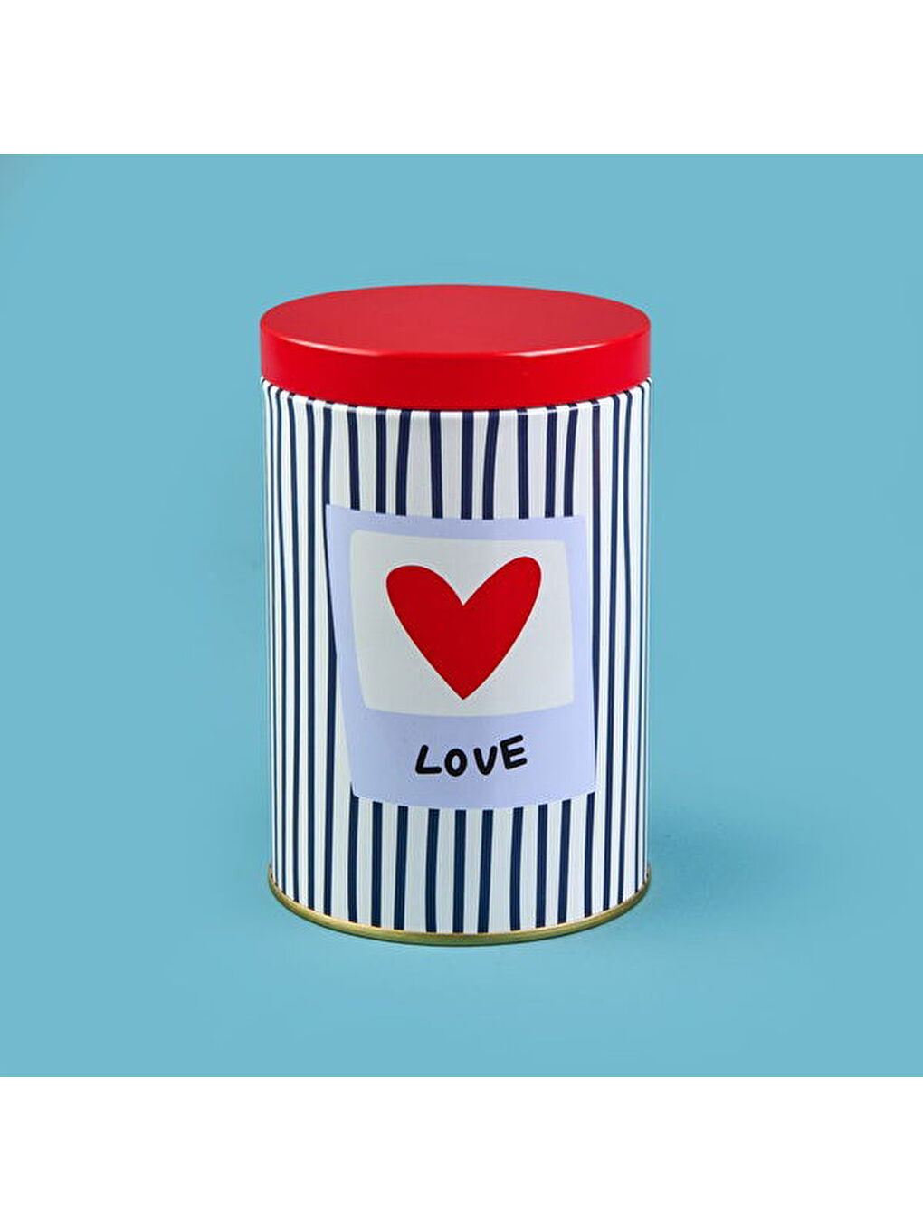 Renksiz Love Yuvarlak Tekli Metal Kutu - Renkli - 900 ml