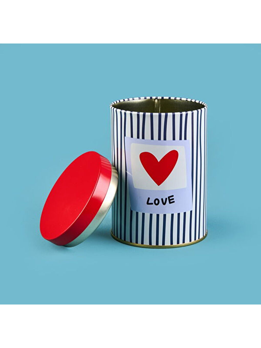 Renksiz Love Yuvarlak Tekli Metal Kutu - Renkli - 900 ml-1